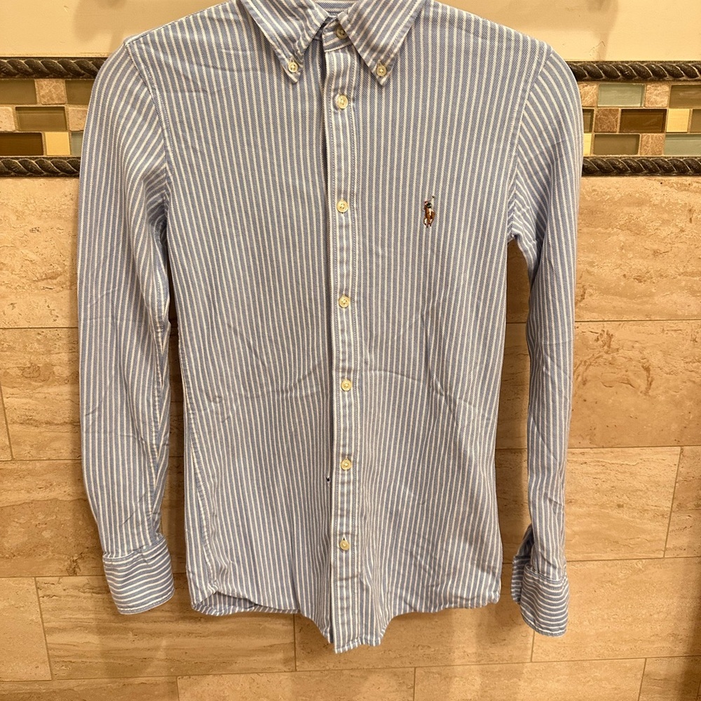 Polo by Ralph Lauren Blue Striped Women's Button Down Shirt